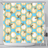 Bee Honeycomb Pattern Shower Curtain Fulfilled In US