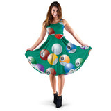 Billiard Ball Pattern Print Design 01 Sleeveless Midi Dress
