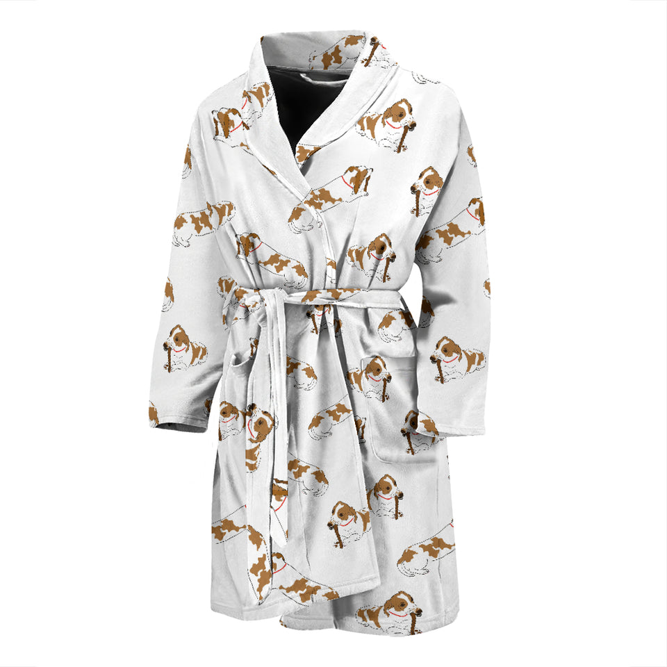 Jack Russel Pattern Print Design 04 Men's Bathrobe