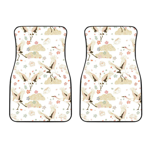 Beautiful Japanese Cranes Pattern Front Car Mats
