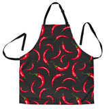 Chili Peppers Pattern Black Background Adjustable Apron