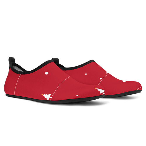 Christmas Tree Star Snow Red Background Aqua Shoes