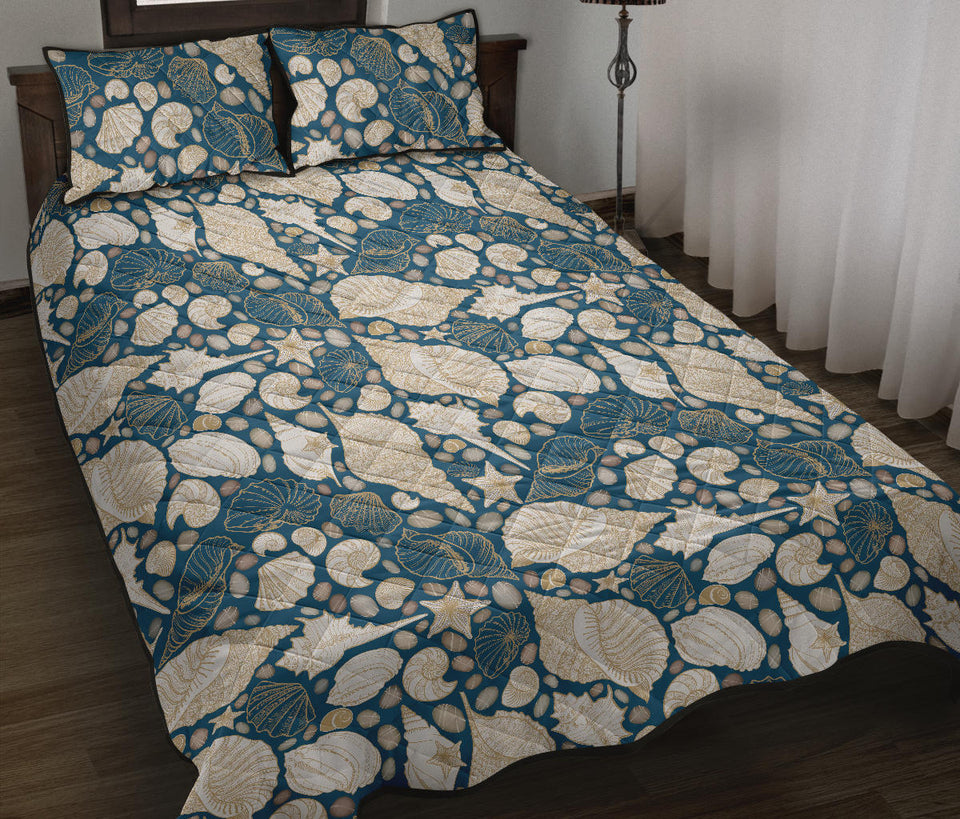 Shell Polynesian Tribal design pattern Quilt Bed Set