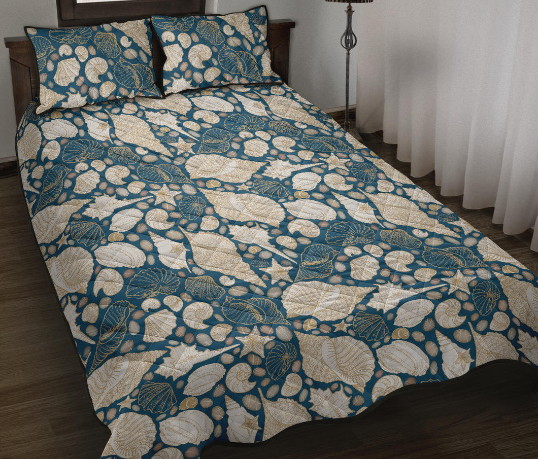 Shell Polynesian Tribal design pattern Quilt Bed Set