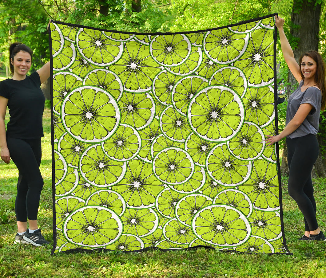 Slices Of Lime Design Pattern Premium Quilt