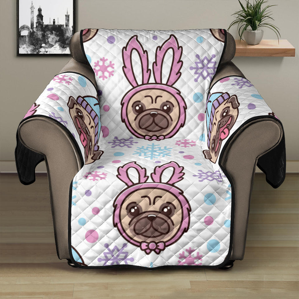 Cute pug hat rabbit costume pattern Recliner Cover Protector