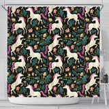 Unicorns Forest Background Shower Curtain Fulfilled In US