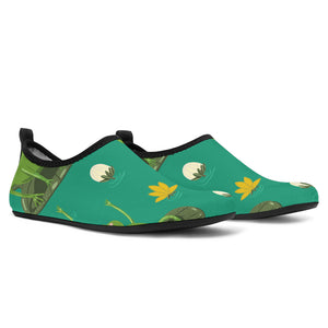 Cute Frog Dragonfly Design Pattern Aqua Shoes