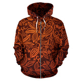 Cocoa Beans Tribal Polynesian Pattern Zip Up Hoodie
