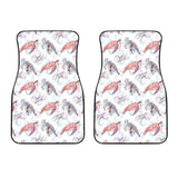 Watercolor Sea Turtle Jellyfish Pattern Front Car Mats