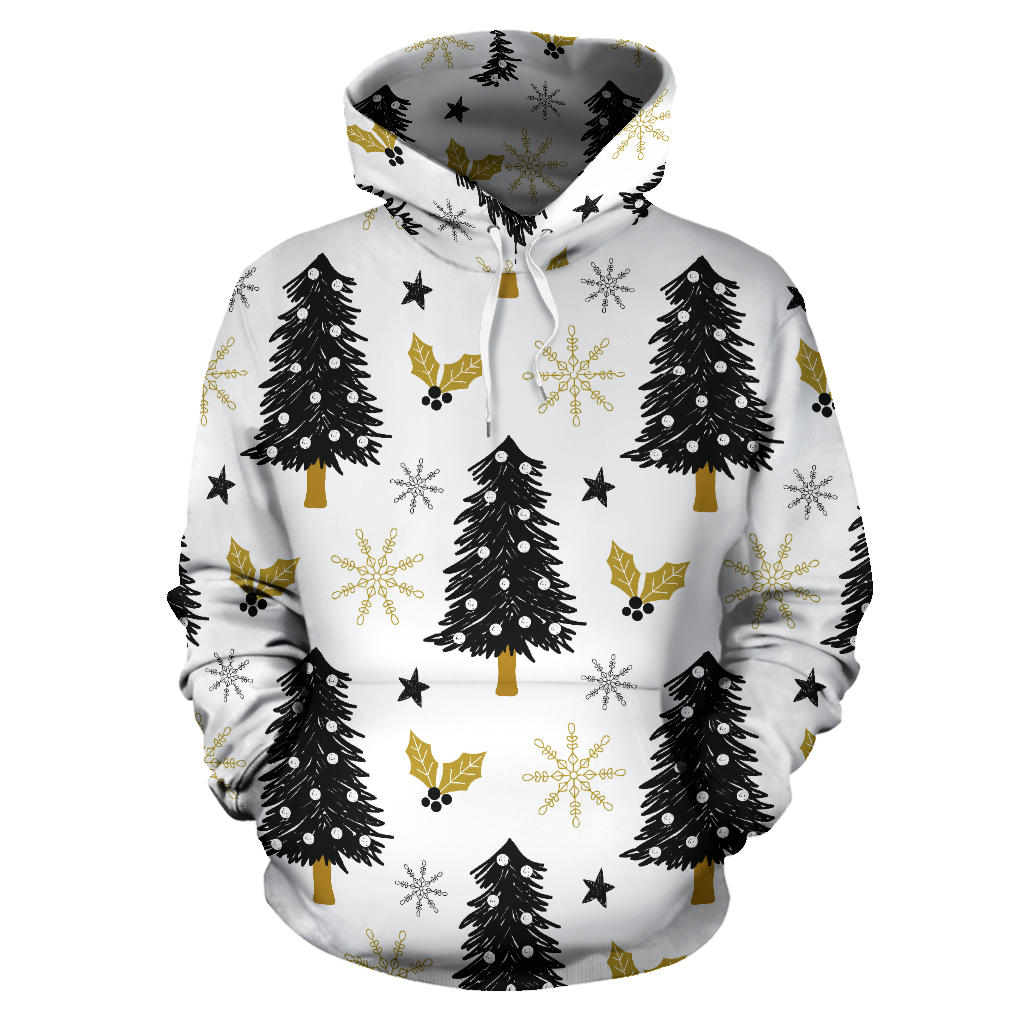 Christmas Tree Holly Snow Star Pattern Men Women Pullover Hoodie