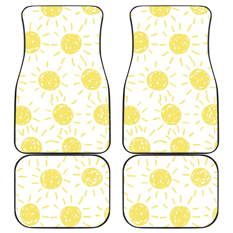 Hand Drawn Sun Pattern Front And Back Car Mats