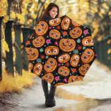 Pumpkin Flowers Spiderweb Halloween Theme Umbrella