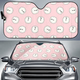 Clock Pattern Pink Blackground Car Sun Shade