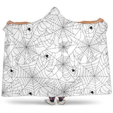 Spider Web Cobweb Pattern White Background Hooded Blanket