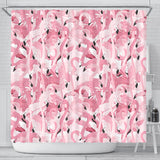 Pink Flamingos Pattern Background Shower Curtain Fulfilled In US