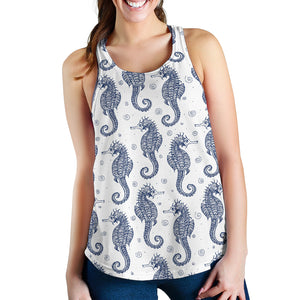 Seahorse pattern background Women Racerback Tank Top