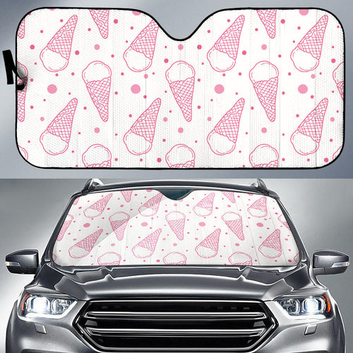 Hand Drawn Ice Cream Pattern Car Sun Shade