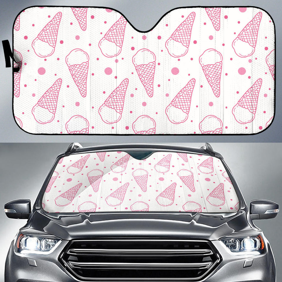 Hand Drawn Ice Cream Pattern Car Sun Shade