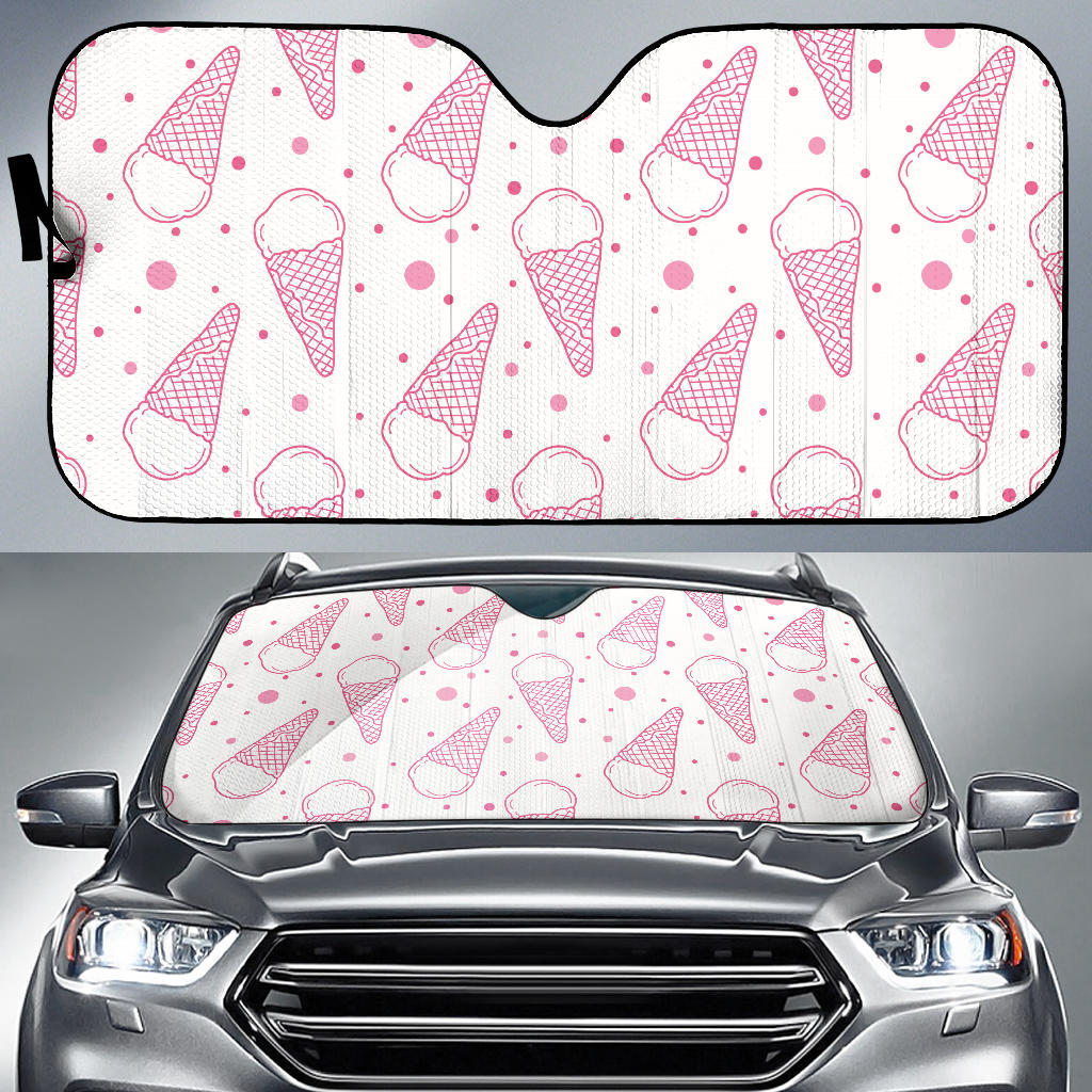 Hand Drawn Ice Cream Pattern Car Sun Shade