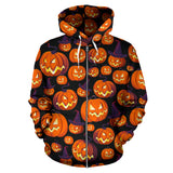 Halloween Pumpkin Pattern Zip Up Hoodie