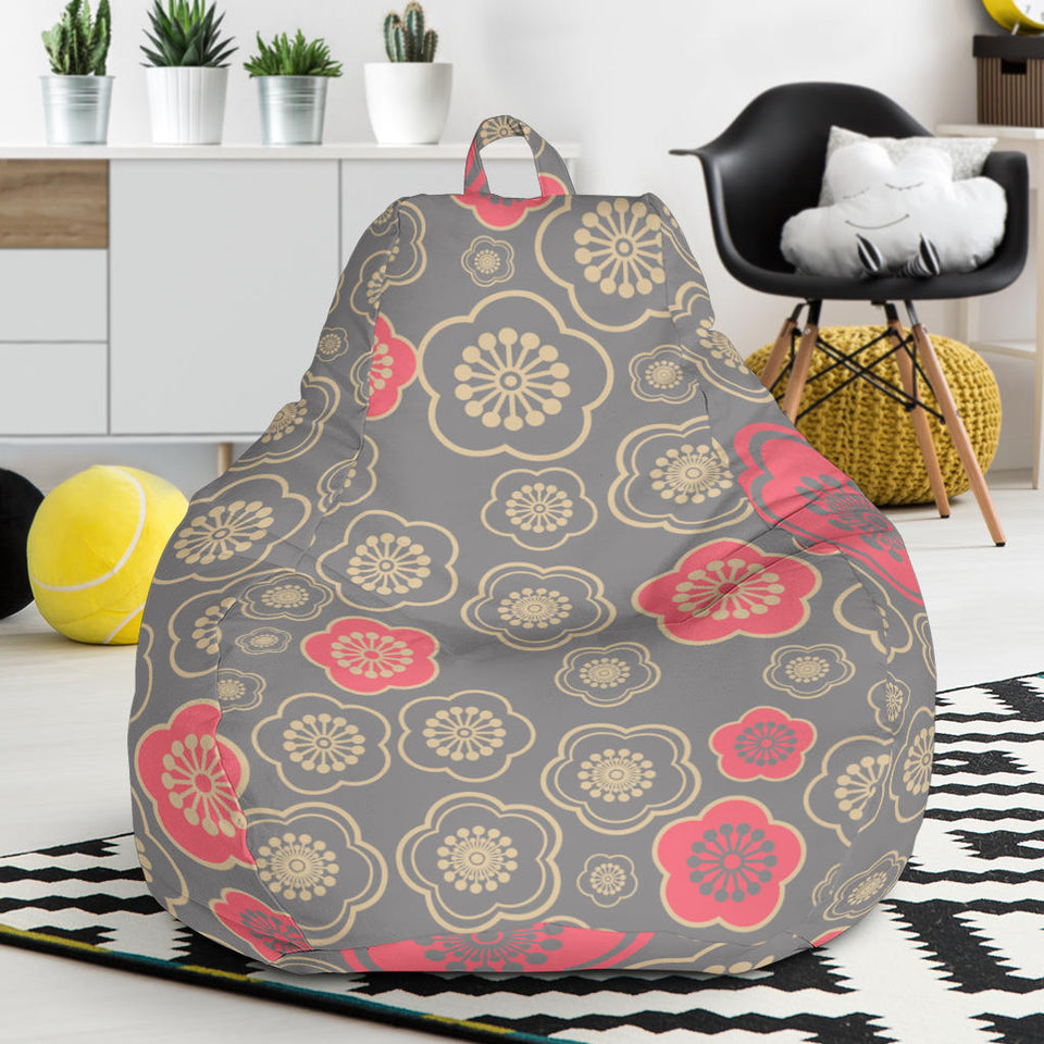 Red Gold Sakura Cherry Blossom Gray Background Bean Bag Cover