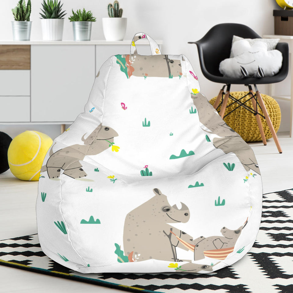 Cute Rhino Pattern Background Bean Bag Cover