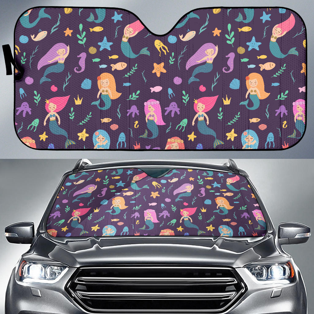 Beautiful Mermaid Fish Jellyfish Algae Other Marine World Car Sun Shade