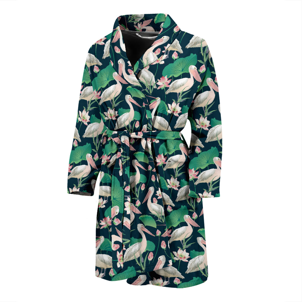 Pelican Pattern Print Design 03 Men's Bathrobe