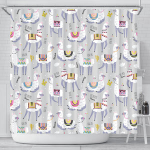 Cute Llama Alpaca Pattern Shower Curtain Fulfilled In US