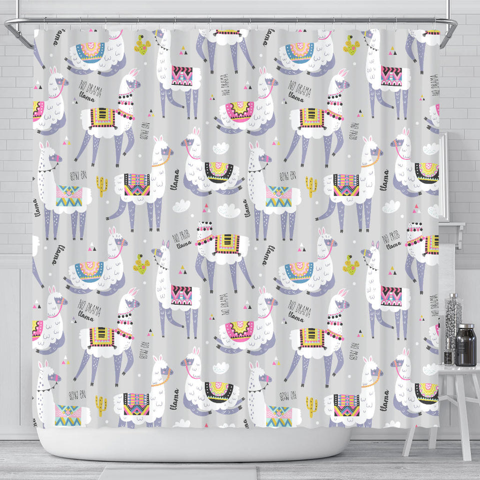Cute Llama Alpaca Pattern Shower Curtain Fulfilled In US