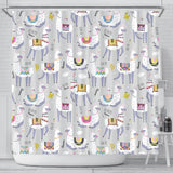 Cute Llama Alpaca Pattern Shower Curtain Fulfilled In US