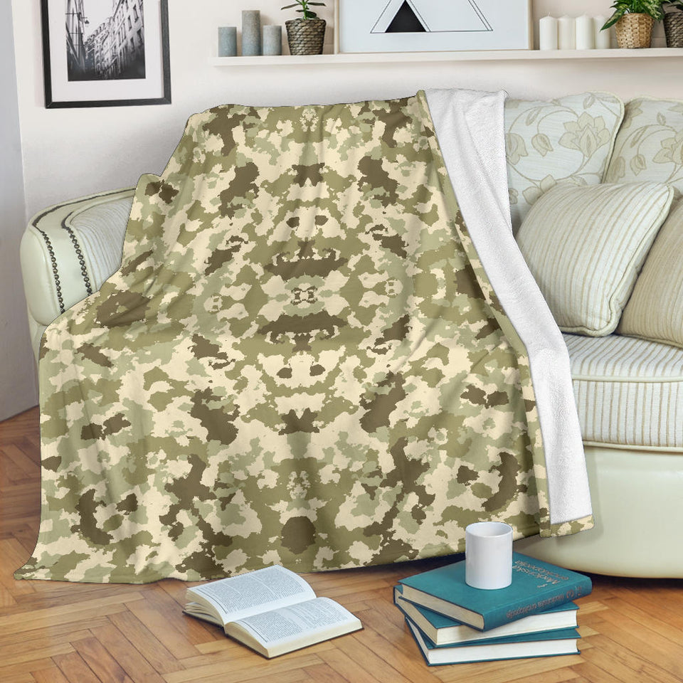 Light Green Camo Camouflage Pattern Premium Blanket