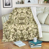 Light Green Camo Camouflage Pattern Premium Blanket