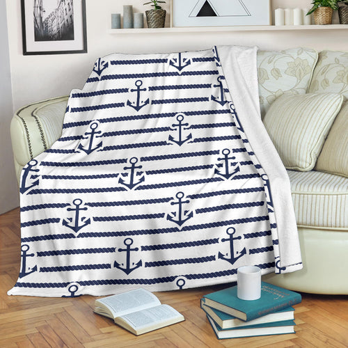 Anchor Rope Nautical  Pattern Premium Blanket