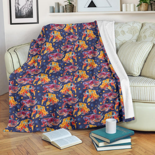 Goldfish Pattern Print Design 05 Premium Blanket