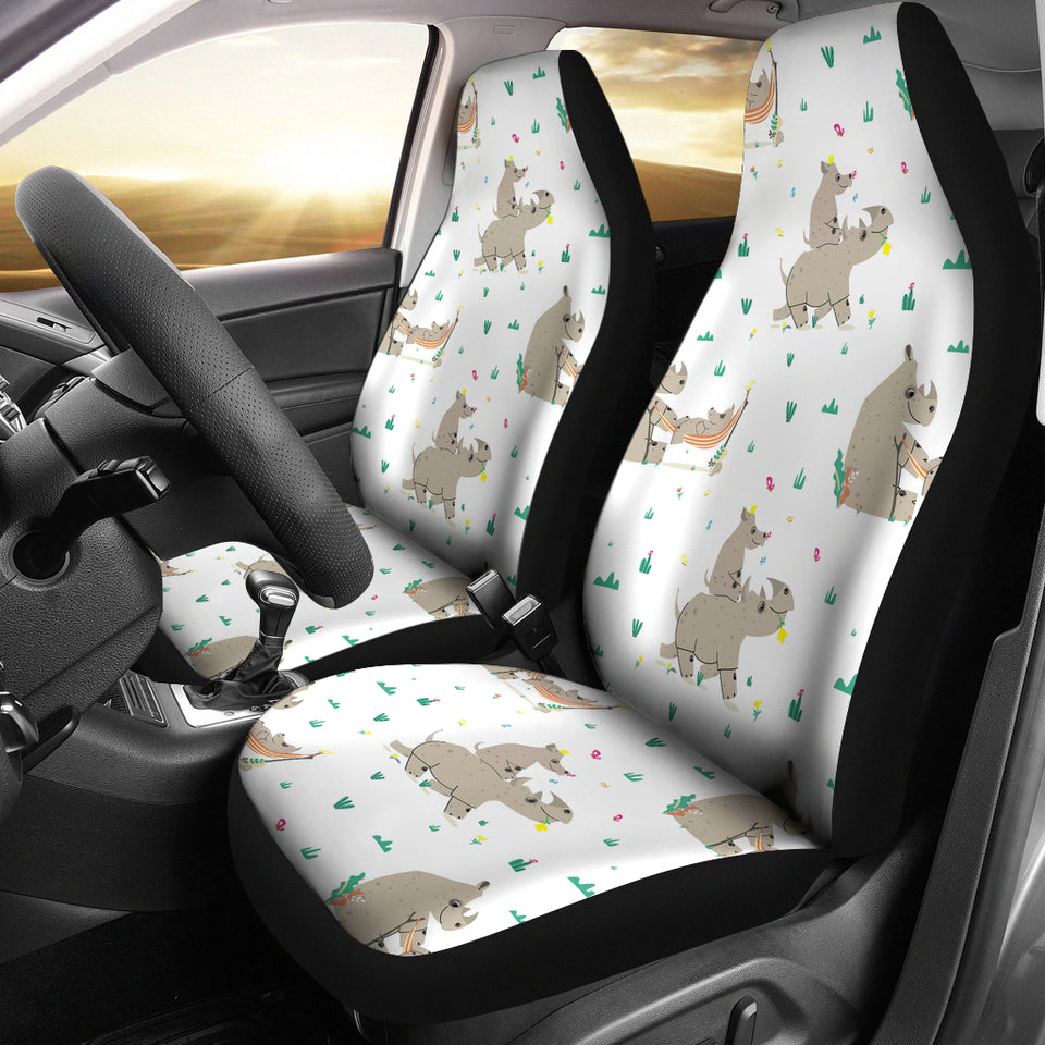 Cute Rhino Pattern Background  Universal Fit Car Seat Covers