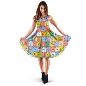 Chemistry Periodic Table Pattern Print Design 01 Sleeveless Midi Dress