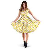 Fried Eggs Pattern Print Design 05 Sleeveless Midi Dress