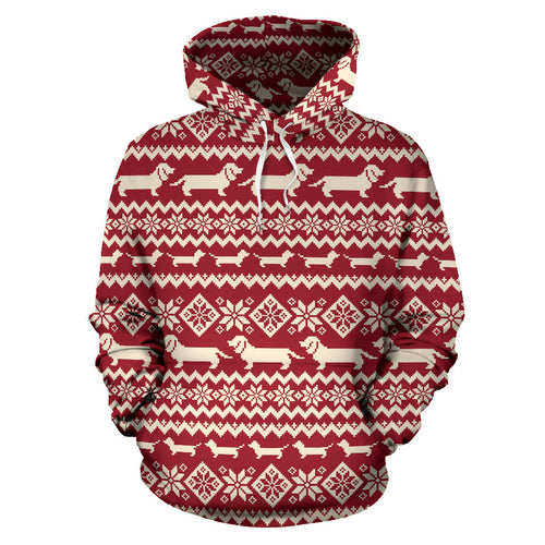 Dachshund Nordic Pattern Men Women Pullover Hoodie