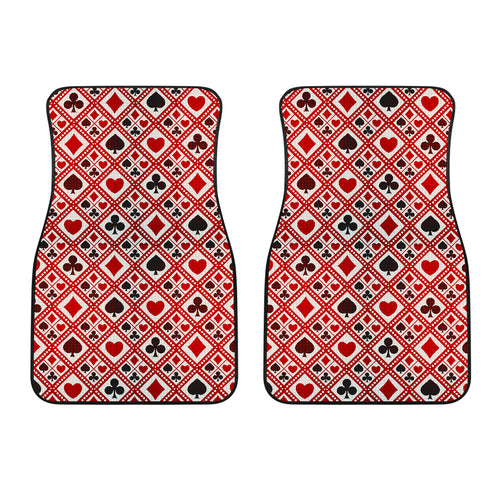 Casino Cards Suits Pattern Print Design 03 Front Car Mats