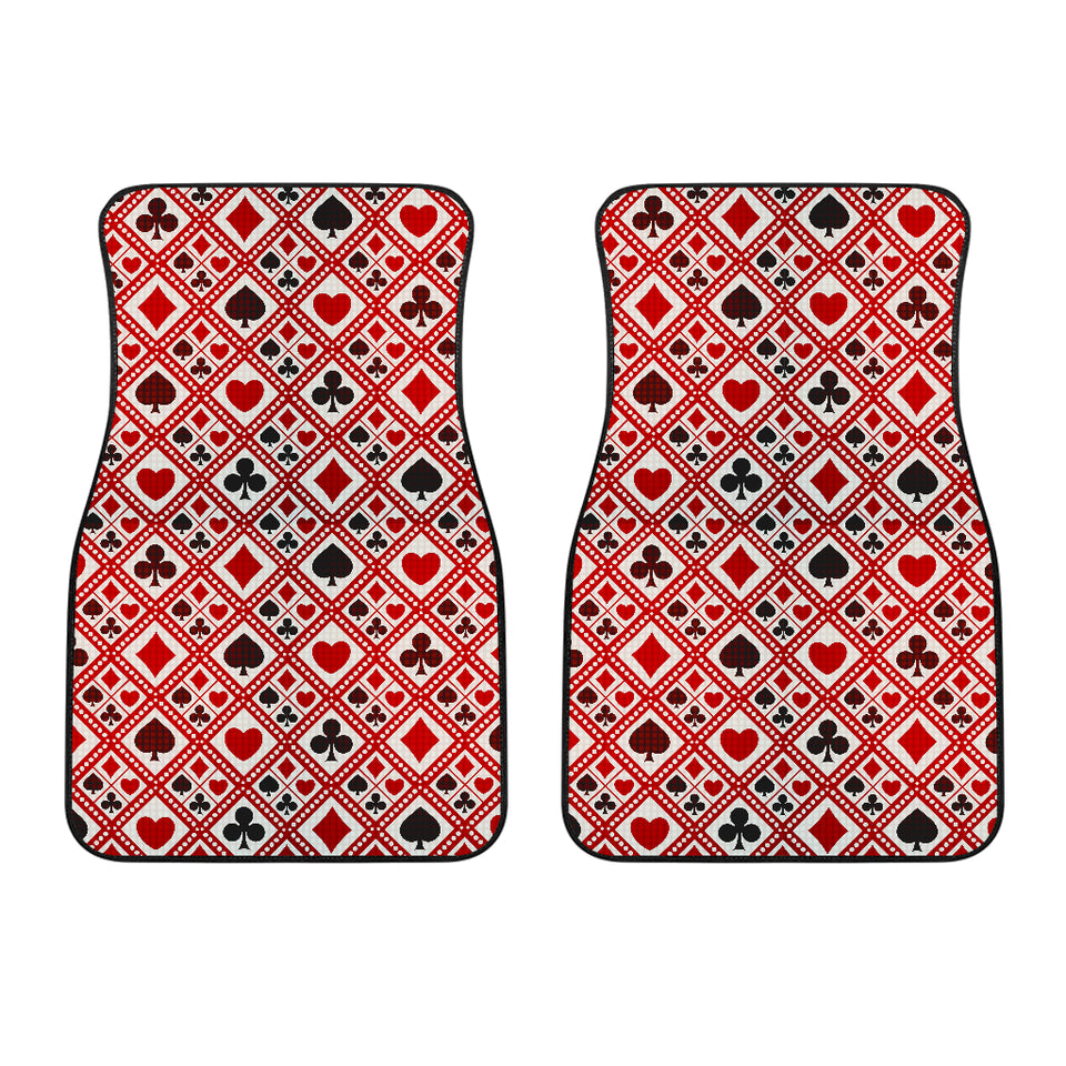 Casino Cards Suits Pattern Print Design 03 Front Car Mats