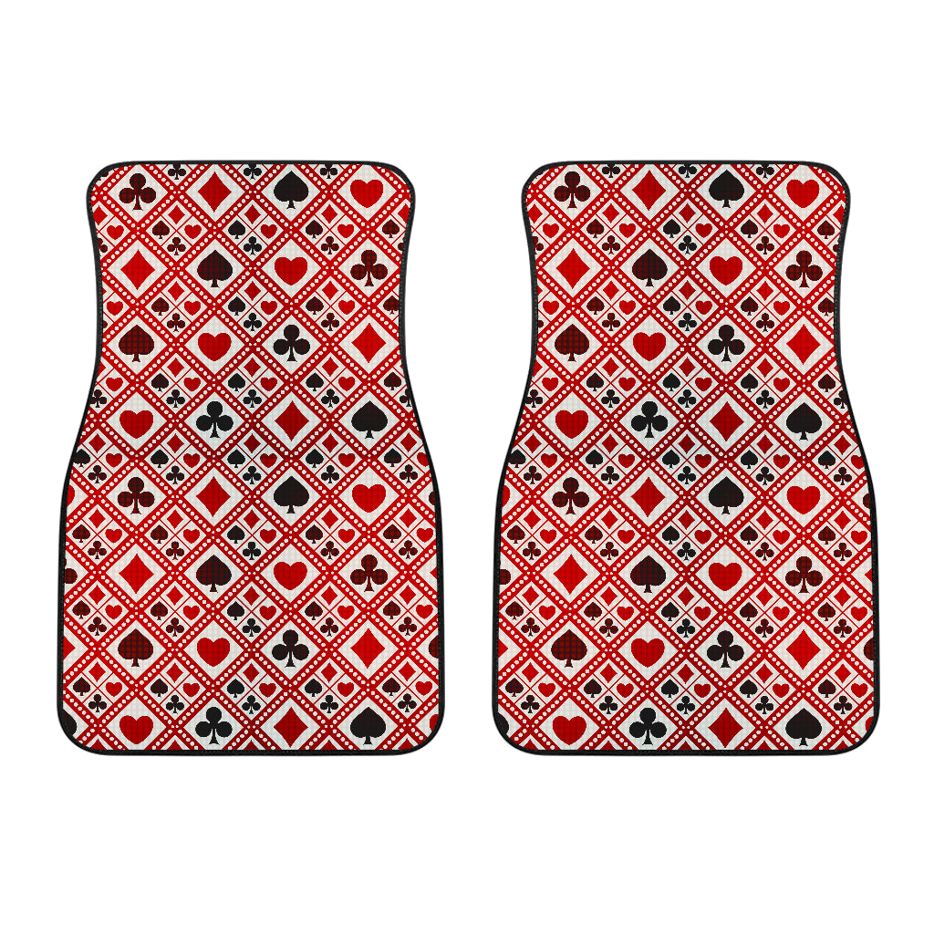 Casino Cards Suits Pattern Print Design 03 Front Car Mats