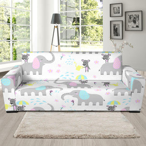 Cute Elephant Mouse Pattern Sofa Slipcover