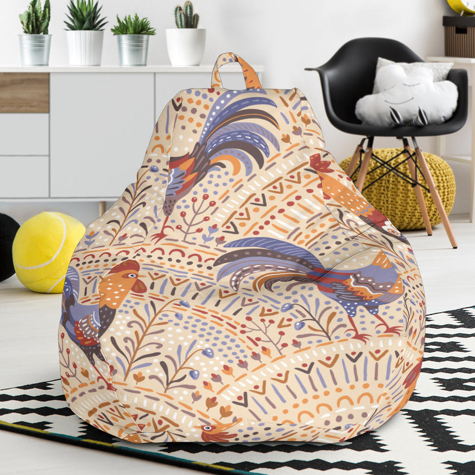 Cute Rooster Chicken Cock Floral Ornament Background Bean Bag Cover