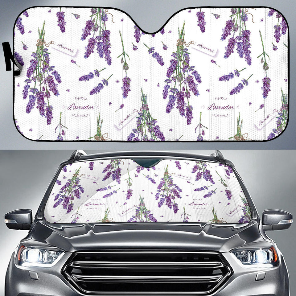 Lavender Flower Design Pattern Car Sun Shade