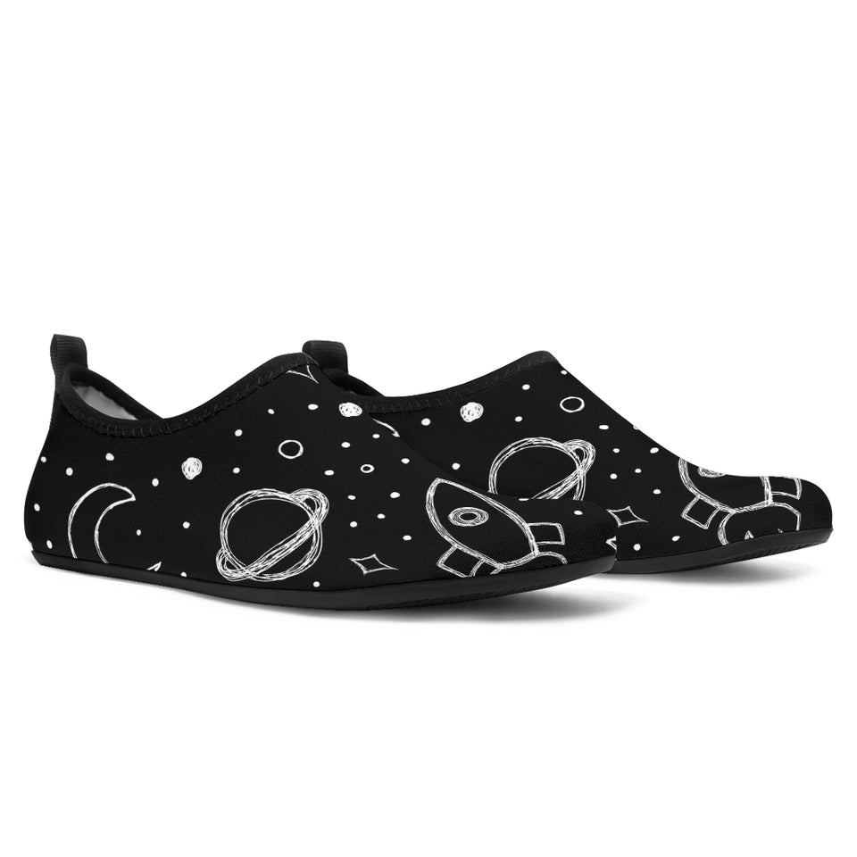 Hand Drawn Space Rocket Star Planet Aqua Shoes