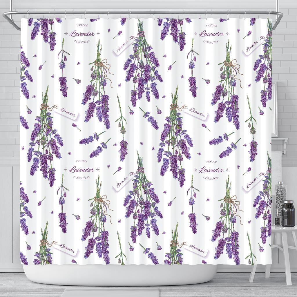 Lavender Flower Design Pattern Shower Curtain Fulfilled In US