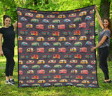 Camper Van Pattern Print Design 02 Premium Quilt