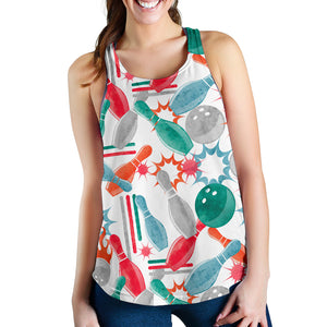 Watercolor bowling pattern Women Racerback Tank Top